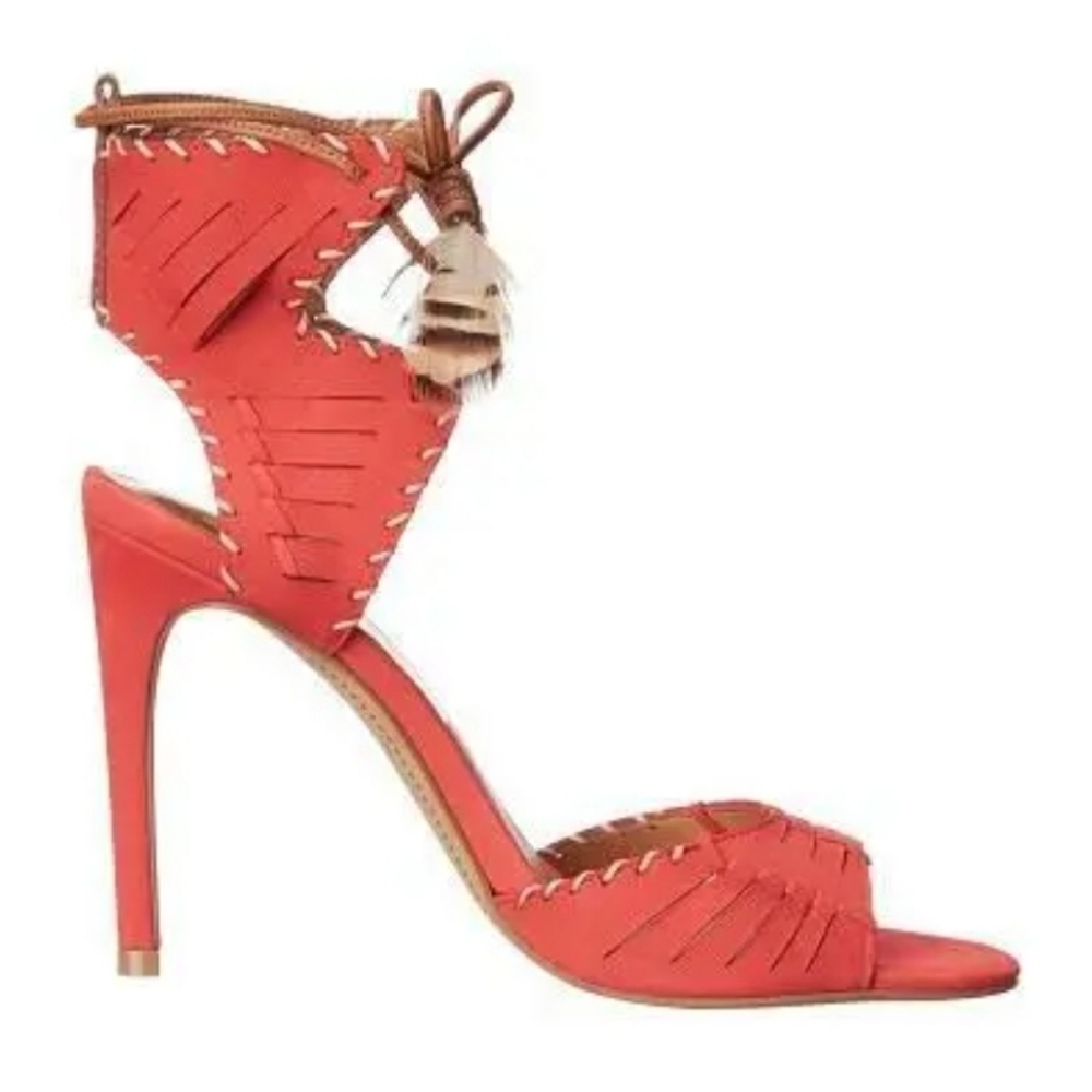 Dolce Vita Hunter Dress High Heel Lace Up Sandals Persimmon Red Nubuck Size 8M